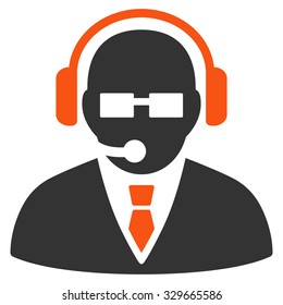Support Manager vector icon. Style is bicolor flat symbol, orange and gray colors, rounded angles, white background.