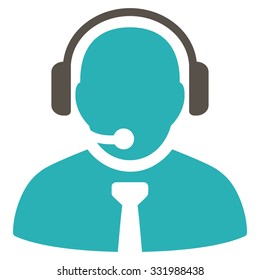 Support Manager vector icon. Style is bicolor flat symbol, grey and cyan colors, rounded angles, white background.
