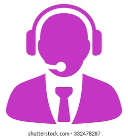 Support Manager vector icon. Style is flat symbol, violet color, rounded angles, white background.