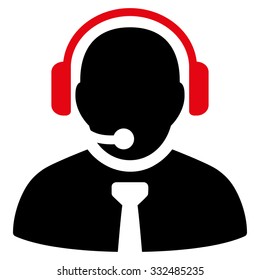 Support Manager vector icon. Style is bicolor flat symbol, intensive red and black colors, rounded angles, white background.