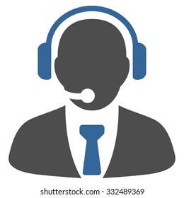 Support Manager vector icon. Style is bicolor flat symbol, cobalt and gray colors, rounded angles, white background.