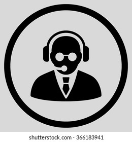 Support Manager vector icon. Style is flat circled symbol, color, rounded angles, white background.