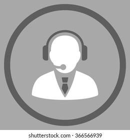 Support Manager vector icon. Style is flat circled symbol, color, rounded angles, white background.