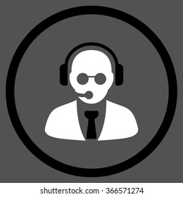 Support Manager vector icon. Style is flat circled symbol, color, rounded angles, white background.