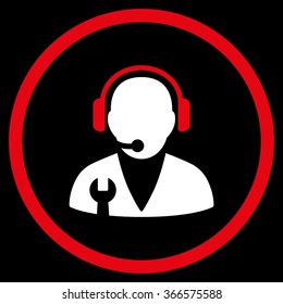 Support Manager vector icon. Style is flat circled symbol, color, rounded angles, white background.