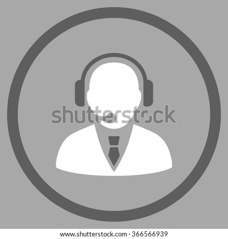 Support Manager vector icon. Style is flat circled symbol, color, rounded angles, white background.