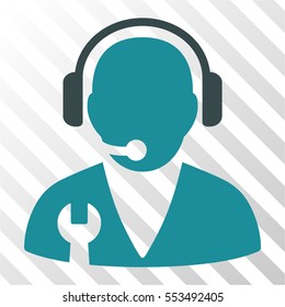 Support Manager vector pictogram. Illustration style is flat iconic bicolor soft blue symbol on a hatched transparent background.