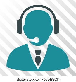 Support Manager vector pictogram. Illustration style is flat iconic bicolor soft blue symbol on a hatched transparent background.