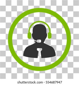Support Manager vector pictogram. Illustration style is flat iconic bicolor eco green and gray symbol on a transparent background.