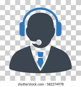 Support Manager vector pictogram. Illustration style is a flat iconic bicolor smooth blue symbol on a transparent background.