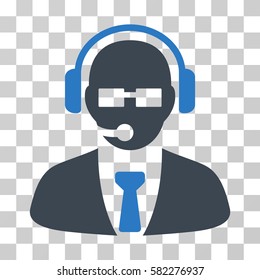 Support Manager vector pictogram. Illustration style is a flat iconic bicolor smooth blue symbol on a transparent background.