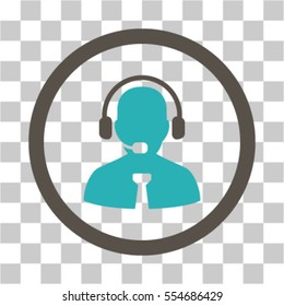 Support Manager vector pictograph. Illustration style is flat iconic bicolor grey and cyan symbol on a transparent background.