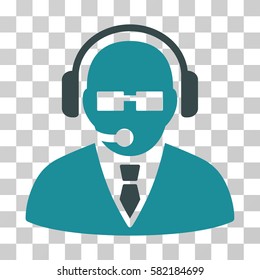 Support Manager vector pictograph. Illustration style is a flat iconic bicolor soft blue symbol on a transparent background.