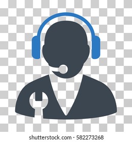 Support Manager vector pictograph. Illustration style is a flat iconic bicolor smooth blue symbol on a transparent background.