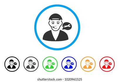 Support Message rounded icon. Style is a flat support message gray symbol inside light blue circle with black, gray, green, blue, red, orange variants. Positive support message vector pictogram.