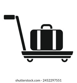 Support move luggage trolley icon simple vector. Security platform. Wheel cart