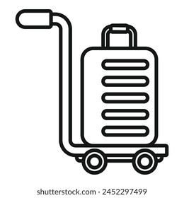 Asistencia mover Vector de contorno de icono de plástico. Objeto de acero. Tranvía de plataforma del aeropuerto