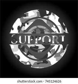 Support on grey camo texture