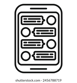 Support Online-Chat-Gerätesymbol Gliederung Vektorgrafik. Unterstützung beim App von Sprache. Stimme des Kontakts