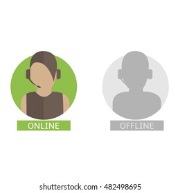 Support operator avatars. Online and offline icons