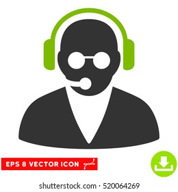 Support Operator EPS vector icon. Illustration style is flat iconic bicolor eco green and gray symbol on white background.
