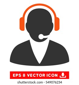 Support Operator EPS vector pictogram. Illustration style is flat iconic bicolor orange and gray symbol on white background.