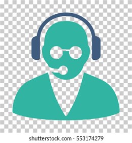 Support Operator icon. Vector pictogram style is a flat bicolor symbol, cobalt and cyan colors, chess transparent background. Designed for software and web interface toolbars and menus.