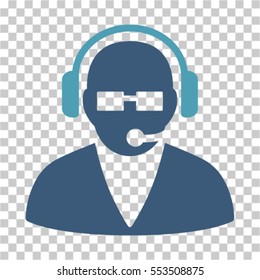 Support Operator icon. Vector pictograph style is a flat bicolor symbol, cyan and blue colors, chess transparent background. Designed for software and web interface toolbars and menus.