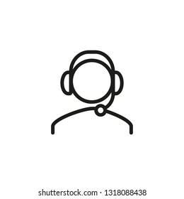 Support operator line icon. Employee, call center, headset. IT support concept. Can be used for topics like customer service, helpline, hotline, sales