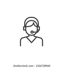 Support Operator line icon. linear style sign for mobile concept and web design. Call center worker with headset outline vector icon. Faceless people avatar symbol, logo illustration. Pixel perfect 