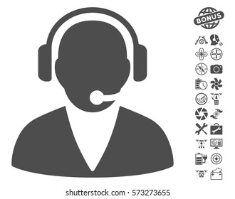 Support Operator pictograph with bonus uav tools clip art. Vector illustration style is flat iconic symbols on white background.