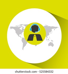 support operator silhouette man global service vector illustration eps 10