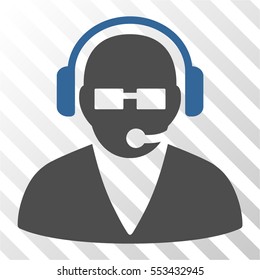 Support Operator vector icon. Illustration style is flat iconic bicolor cobalt and gray symbol on a hatch transparent background.
