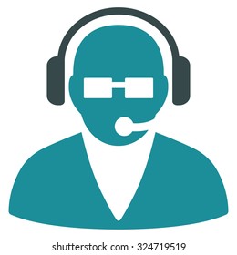Support Operator vector icon. Style is bicolor flat symbol, soft blue colors, rounded angles, white background.