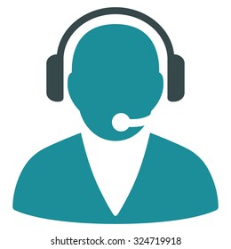 Support Operator vector icon. Style is bicolor flat symbol, soft blue colors, rounded angles, white background.