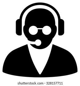Support Operator vector icon. Style is flat symbol, black color, rounded angles, white background.