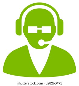 Support Operator vector icon. Style is flat symbol, eco green color, rounded angles, white background.