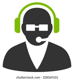 Support Operator vector icon. Style is bicolor flat symbol, eco green and gray colors, rounded angles, white background.