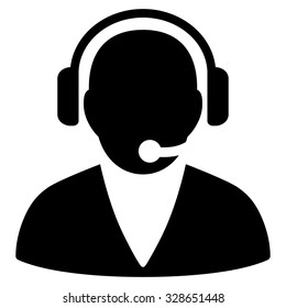 Support Operator vector icon. Style is flat symbol, black color, rounded angles, white background.