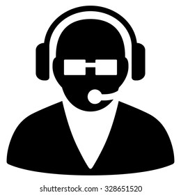 Support Operator vector icon. Style is flat symbol, black color, rounded angles, white background.