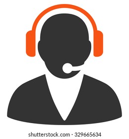 Support Operator vector icon. Style is bicolor flat symbol, orange and gray colors, rounded angles, white background.