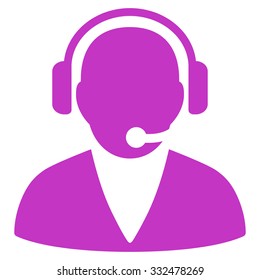 Support Operator vector icon. Style is flat symbol, violet color, rounded angles, white background.