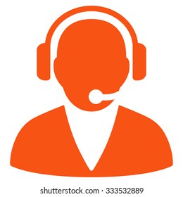 Support Operator vector icon. Style is flat symbol, orange color, rounded angles, white background.