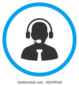 Support Operator vector icon. Style is bicolor flat circled symbol, blue and gray colors, rounded angles, white background.