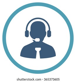 Support Operator vector icon. Style is bicolor flat circled symbol, cyan and blue colors, rounded angles, white background.