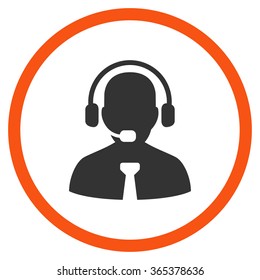 Support Operator vector icon. Style is bicolor flat circled symbol, orange and gray colors, rounded angles, white background.