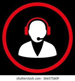 Support Operator vector icon. Style is flat circled symbol, color, rounded angles, white background.