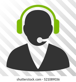 Support Operator vector pictogram. Illustration style is flat iconic bicolor eco green and gray symbol on a hatched transparent background.