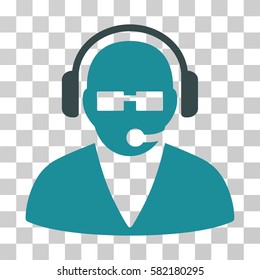 Support Operator vector pictogram. Illustration style is a flat iconic bicolor soft blue symbol on a transparent background.