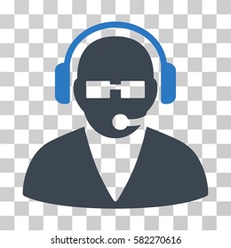 Support Operator vector pictogram. Illustration style is a flat iconic bicolor smooth blue symbol on a transparent background.